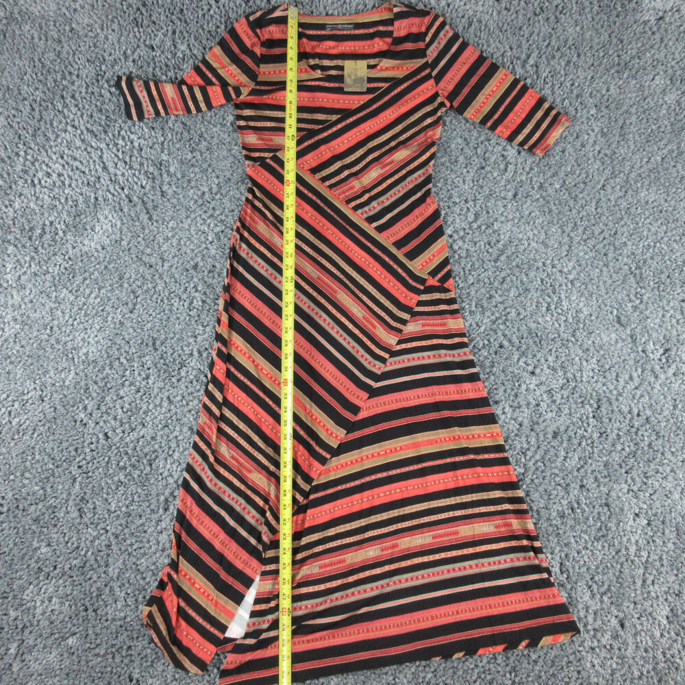 Peruvian Connection Dress Womens Medium Black Orange Coral Antiplano Stripe NWT - Picture 8 of 16